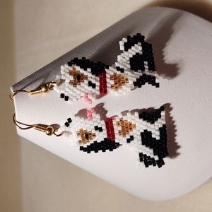 Handmade Bead Dog  Earrings